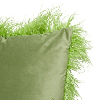 Image showing  Indoor Square Throw Pillow with Feather Trim, 23 in. x 23 in., Green