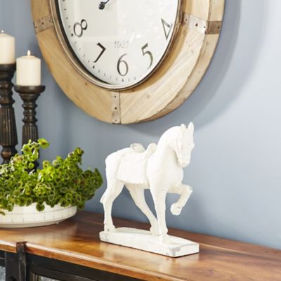 Harper & Willow Large Distressed Horse Sculpture, 13 in. x 14 in., White