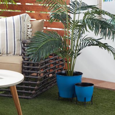 Harper & Willow Blue Metal Farmhouse Planter Set of 2 9 in., 12 in.H