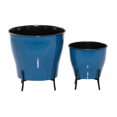 Image showing  Blue Metal Farmhouse Planter Set of 2 9 in., 12 in.H