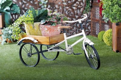 Harper & Willow White Metal Indoor Outdoor Bike Plantstand 48 in. x 24 in. x 24 in.