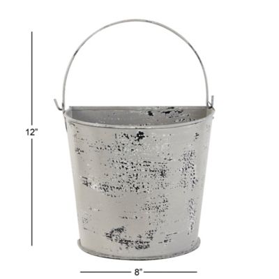 Image showing 5 th Harper & Willow White Metal Planter, 12 in. x 8 in. x 10 in.