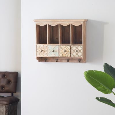 Harper Willow 23 In X In Farmhouse Wooden Wall Shelf With Drawers And Hooks At Tractor Supply Co