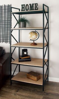 Harper & Willow 29 in. x 74 in. Extra-Large Industrial Metal and Wood Bookshelf