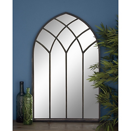 Harper & Willow Arched Black Metal Framed Wall Mirror, 30 in. x 48 in., 53376