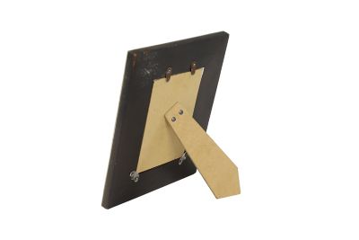 Image showing  4 in. x 6 in. Resin Rectangular Picture Frame with Quatrefoil Pattern, 7.5 in. x 9.5 in., Black/Natural/Brown