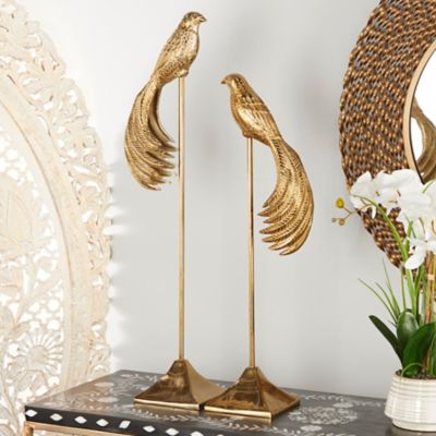 Harper & Willow Tall Metal Bird Sculptures, Rectangular Stand, 32 in., 27 in., 2 pc.