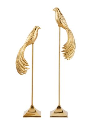 Image showing  Tall Metal Bird Sculptures with Rectangular Stand, 32 in., 27 in., 2 pc.