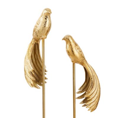 Image showing  Tall Metal Bird Sculptures with Rectangular Stand, 32 in., 27 in., 2 pc.