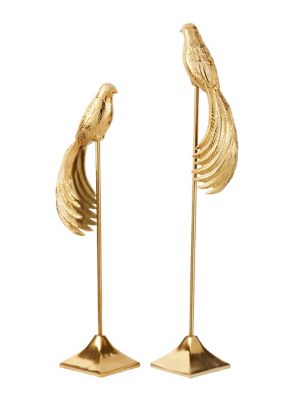 Image showing  Tall Metal Bird Sculptures with Rectangular Stand, 32 in., 27 in., 2 pc.