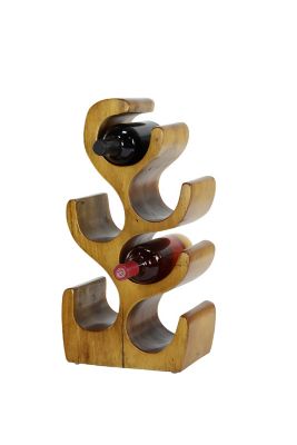 Image showing  6-Bottle Natural Acacia Wood Wine Rack Wood Sculpture, 10 in. x 20 in.