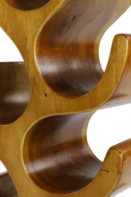 Image showing  6-Bottle Natural Acacia Wood Wine Rack Wood Sculpture, 10 in. x 20 in.