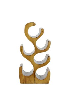 Image showing  6-Bottle Natural Acacia Wood Wine Rack Wood Sculpture, 10 in. x 20 in.