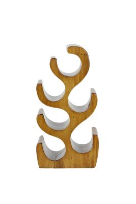 Image showing  6-Bottle Natural Acacia Wood Wine Rack Wood Sculpture, 10 in. x 20 in.