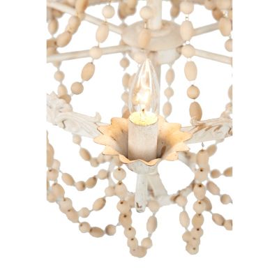 Image showing 5 th Harper & Willow Large White Metal and Wood Bead Chandelier, 30 in. x 34 in.