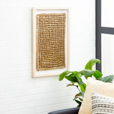 Harper & Willow Large Rectangular Shadow Box with Natural Beige Rope Abstract Wall Art, 18 in. x 30 in.