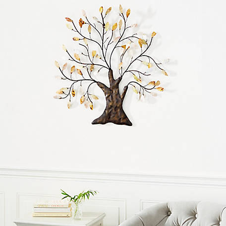 Harper Willow 30 In X 29 Metal Tree Wall Art Traditional Home Decor With Capiz Shell Leaves 13074 At Tractor Supply Co - Tree Wall Art Metal Home
