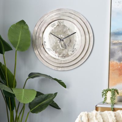 Harper & Willow Silver Aluminum Wall Clock 24" x 2" x 24"