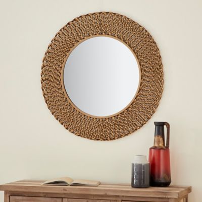 Harper & Willow Modern Large Round Twisted Gold Metal Wall Mirror, 35 in. x 35 in., 1 in. W Hem, 12.5 lb., 86974
