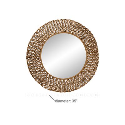 Image showing  Modern Large Round Twisted Gold Metal Wall Mirror, 35 in. x 35 in., 1 in. W Hem, 12.5 lb., 86974