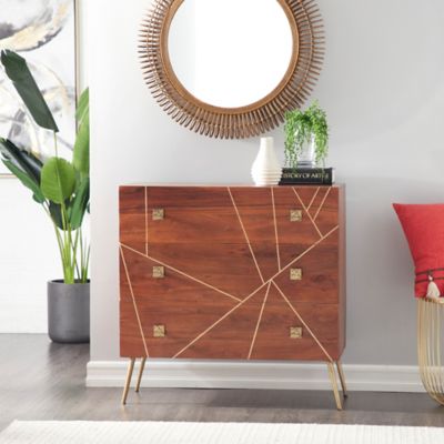 Harper Willow 36 In X 36 In Rectangular Wood Dresser With Gold Metal Abstract Patterned Inlay And Base 22814 At Tractor Supply Co