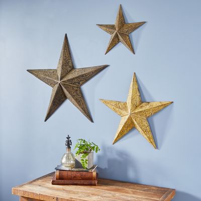 Set of 3 White Wash Wooden Stars – Willow & Harper