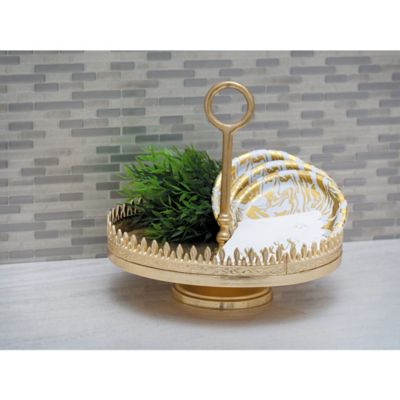 Image showing  Gold Aluminum Glam Tray Stand, 12 x 13 x 13in.
