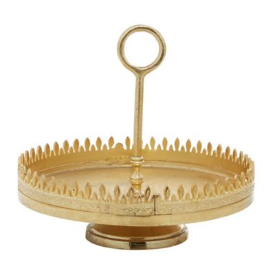 Image showing  Gold Aluminum Glam Tray Stand, 12 x 13 x 13in.