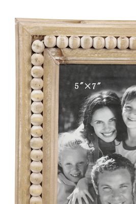 Image showing  5 in. x 7 in. Large Rectangular Natural Wood Picture Frame with Decorative Wood Bead Trim, 7.5 in. x 10 in