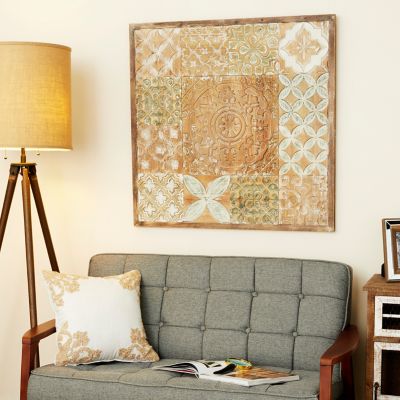 Harper & Willow Carved Pattern Wood Wall Decor, 33.38 in. x 33.38 in.