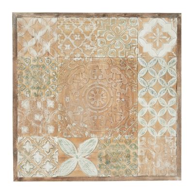 Image showing  Carved Pattern Wood Wall Decor, 33.38 in. x 33.38 in.