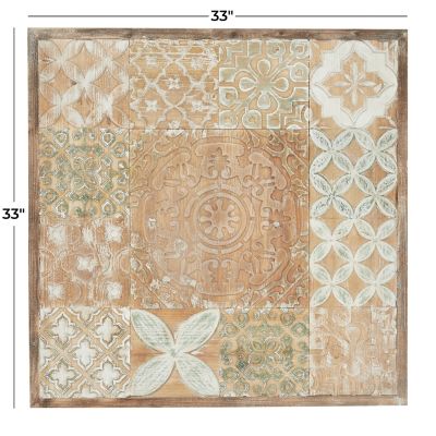 Image showing  Carved Pattern Wood Wall Decor, 33.38 in. x 33.38 in.