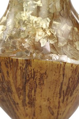 Image showing  Large Gold Capiz Shell and Natural Banana Wood Vase, 11 in. x 15 in.