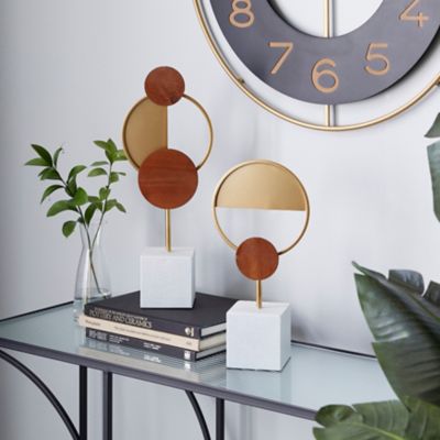 Harper & Willow Neutral Multicolor Abstract Geometric Metal Sculptures, 15.25 in., 19 in., 2 pc.