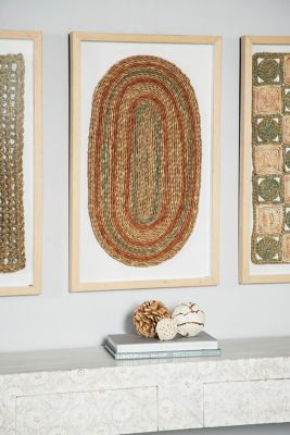 Harper & Willow Large Rectangular Shadow Box with Oval Earth Tone Rope Abstract Wall Art, 18 in. x 30 in.