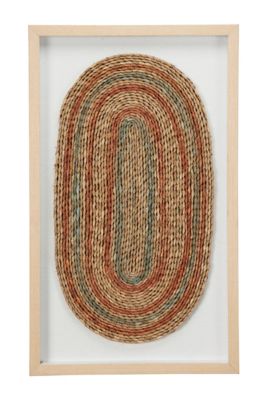 Image showing  Large Rectangular Shadow Box with Oval Earth Tone Rope Abstract Wall Art, 18 in. x 30 in.