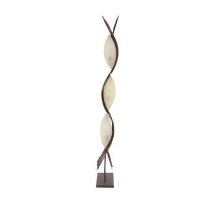 Image showing  Brown Bamboo Wavy Floor Lamp with Cream Lamp Shades 17" x 7" x 67"