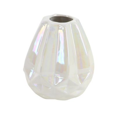 Image showing  3 pc. Small Round Glossy Pots, 6 in. x 6 in., Opalescent White