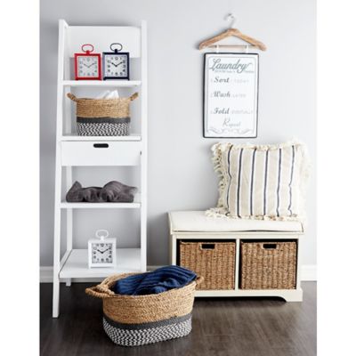 Harper & Willow Farmhouse Gray and White Laundry List Metal Wall Decor with Wood Hanger, 18 in. x 32 in.