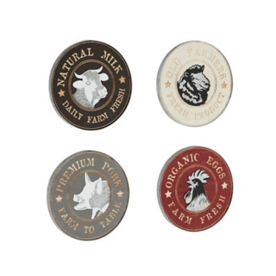 Image showing  Farmhouse Wood and Metal Round Wall Art, 14 in. Each, 4 pc.