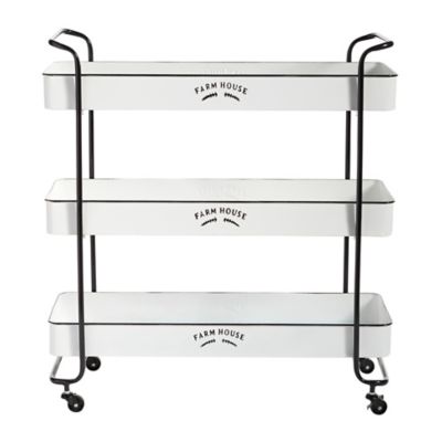 Image showing  Rectangular 3-Tier Farmhouse Metal Cart, Black/White, 31 in. x 34 in.