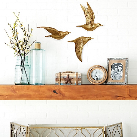 Harper & Willow Metallic Gold Flying Bird Sculptures Wall Decor, 10 in., 9 in., 9 in., 3 pc.