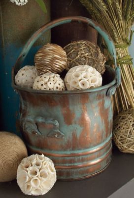 Harper & Willow Copper Metal Indoor Outdoor Patina Tulip Style Bucket Planter, Set of 3 13 in., 11 in., 9 in.W