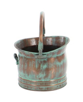 Image showing  Copper Metal Indoor Outdoor Patina Tulip Style Bucket Planter, Set of 3 13 in., 11 in., 9 in.W