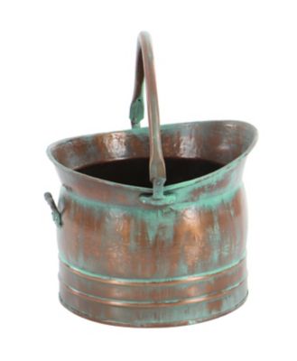 Image showing  Copper Metal Indoor Outdoor Patina Tulip Style Bucket Planter, Set of 3 13 in., 11 in., 9 in.W