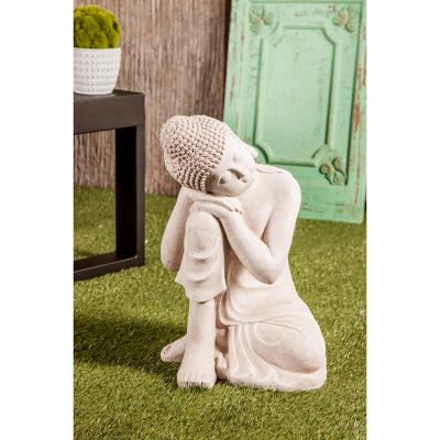 Harper & Willow Resin Resting Seated Buddha Sculpture, 13 in. x 20 in., Gray