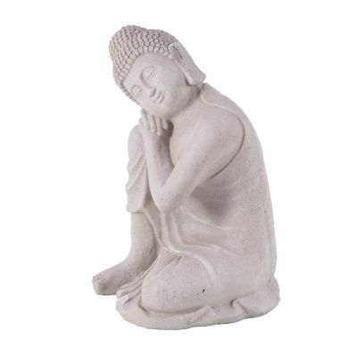 Image showing  Resin Resting Seated Buddha Sculpture, 13 in. x 20 in., Gray