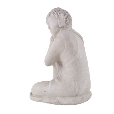 Image showing  Resin Resting Seated Buddha Sculpture, 13 in. x 20 in., Gray