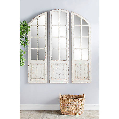 Willow Large Distressed White Wood, Large Window Frame Mirror