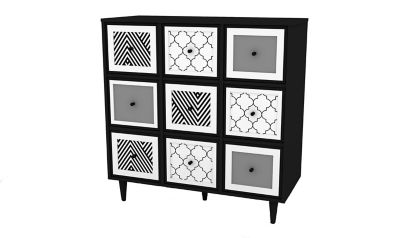 4D Concepts 3-Drawer Theo Cabinet with 6 Doors, Black